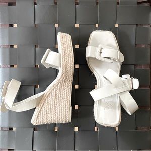 Mango Wedge Sandals - Bone, Size 39 (9)